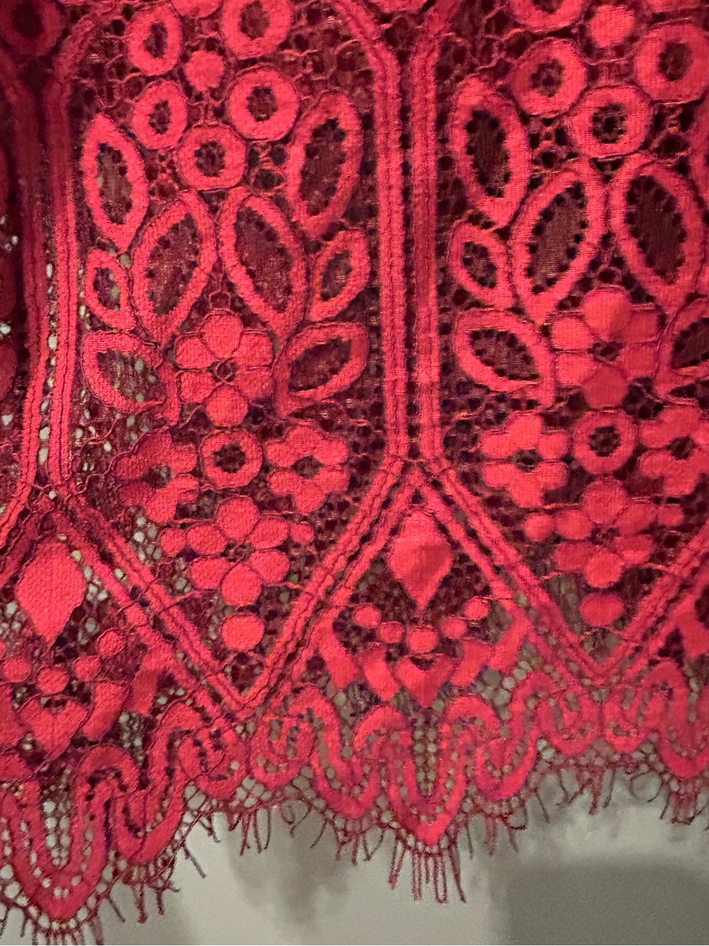 🚘Lulu's Raspberry Lace Midi Dress with High Neck - Picture 7 of 9